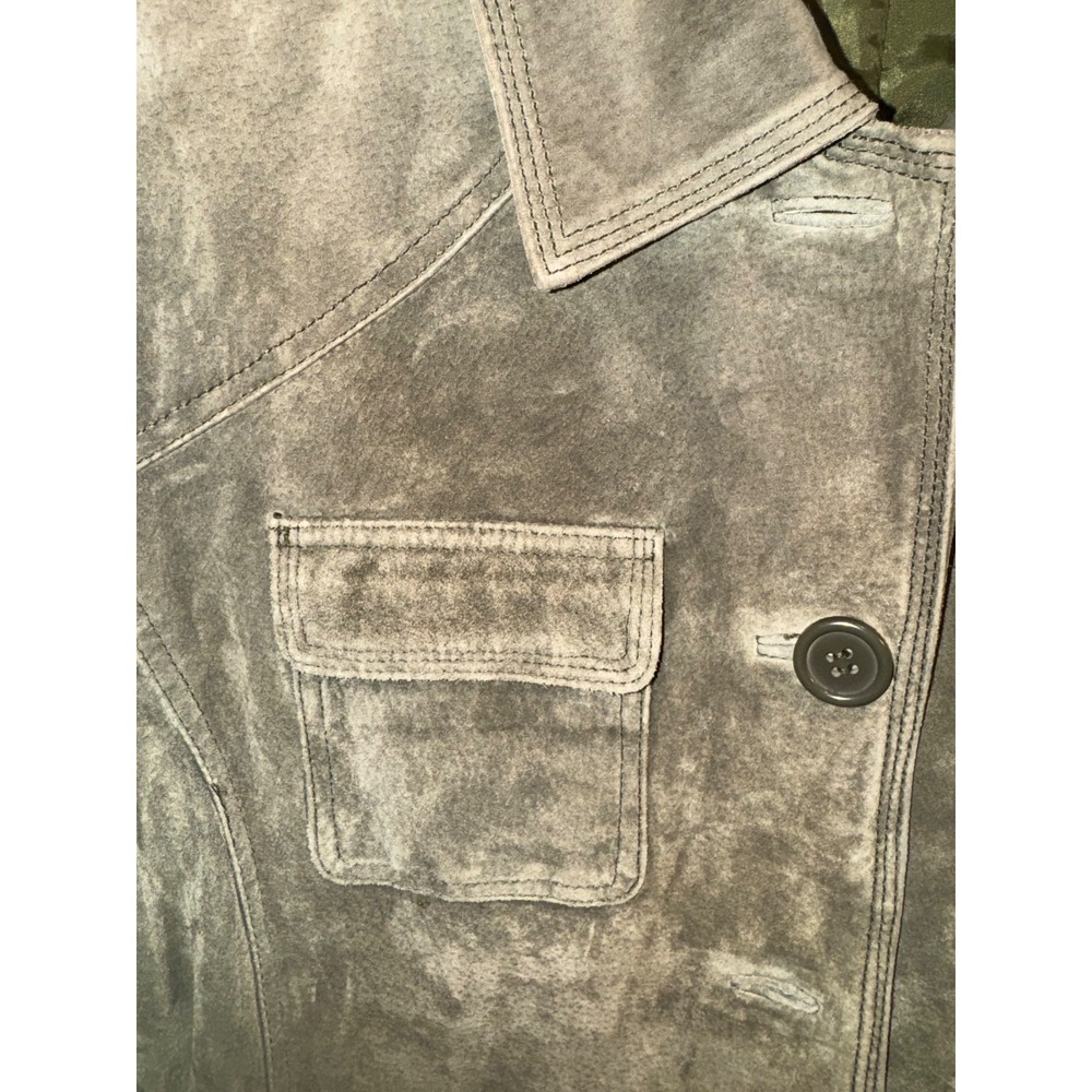 Y2K 90s VTG  St. John's Bay Suede Leather short Jacket Green womens Size Large
